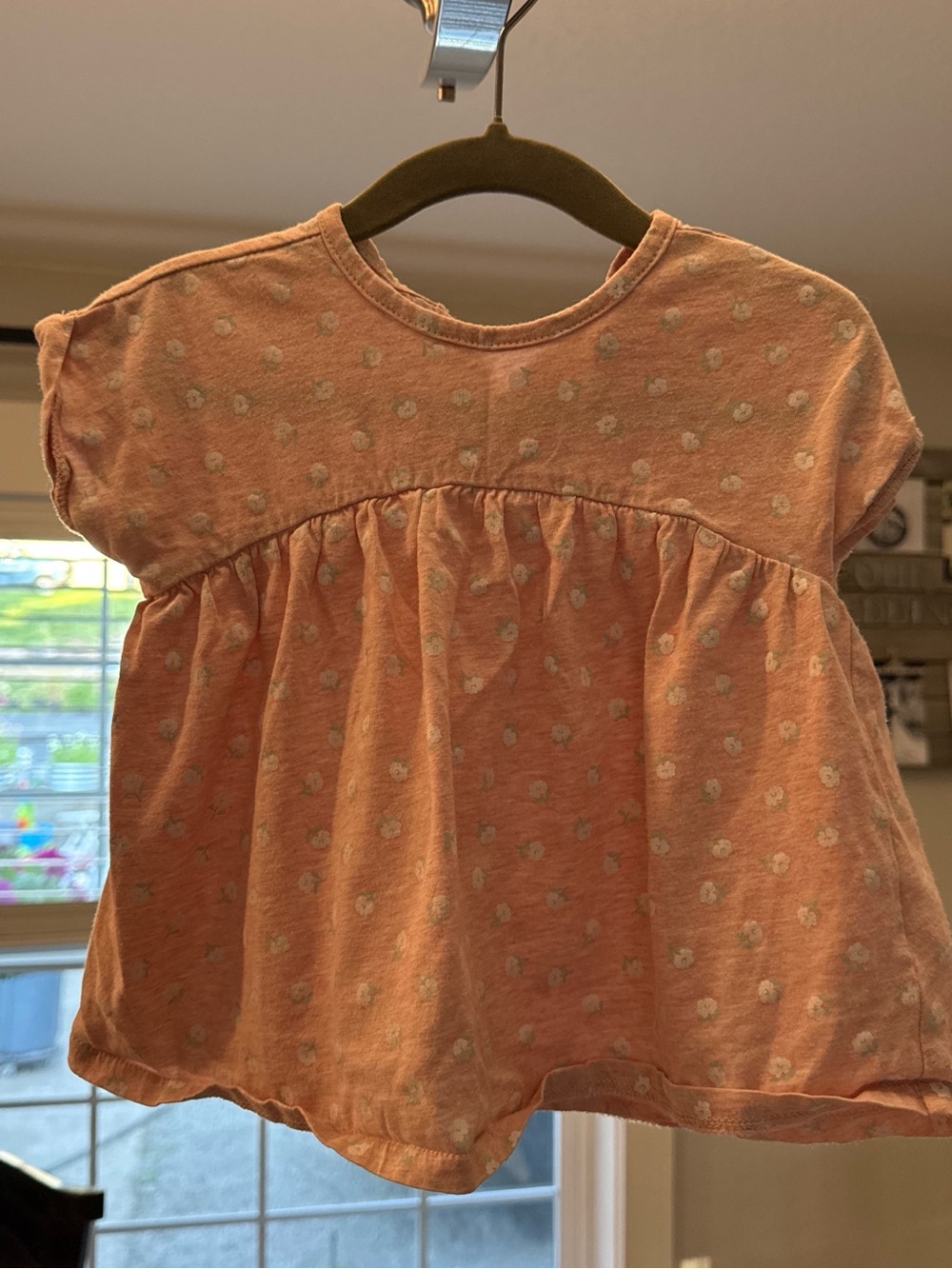 dip Peach Polka Dot Short Sleeve Baby Top